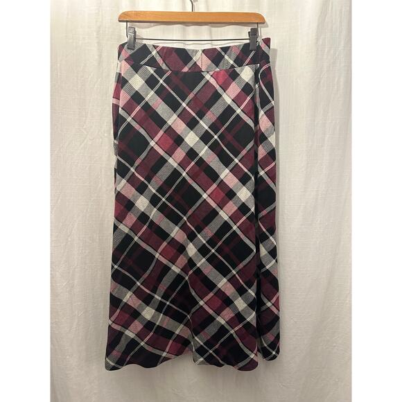 Love Scarlett Womens Plaid Maxi Skirt Burgundy Size XL - Picture 3 of 5